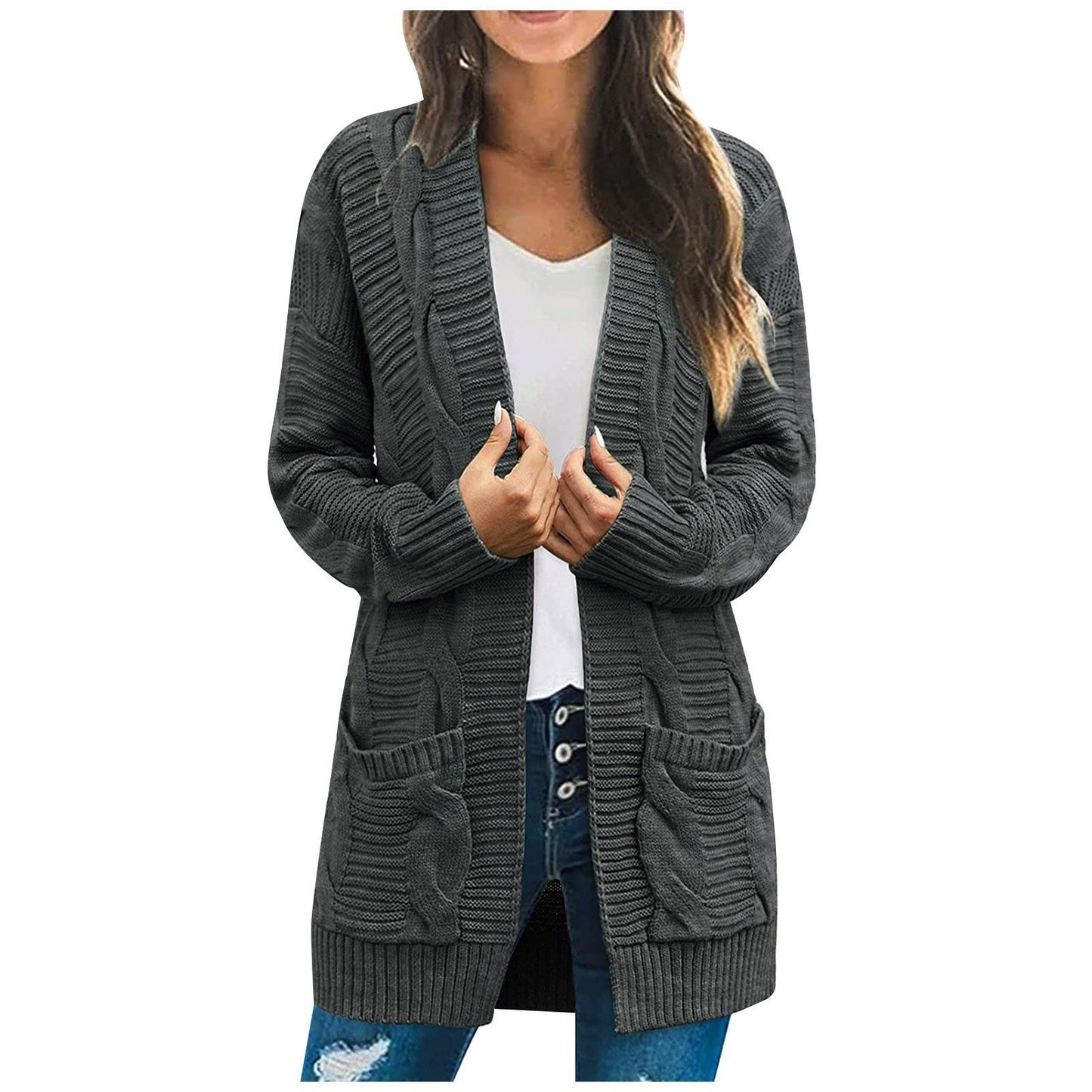 Cool Women's Twist Double Pocket Mid-length Coats