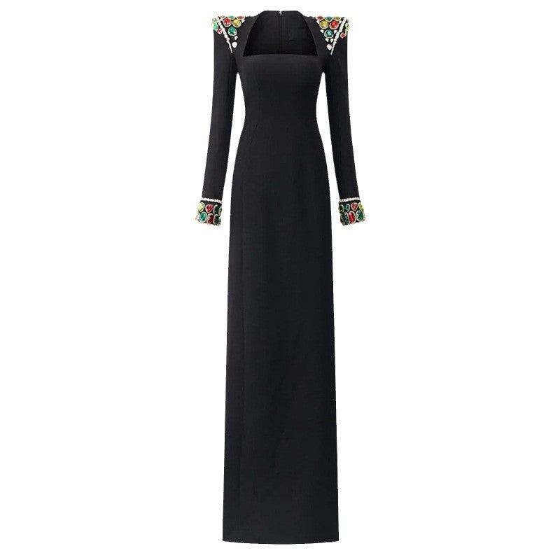 Pretty Elegant Long-sleeved With Diamonds Formal Dress