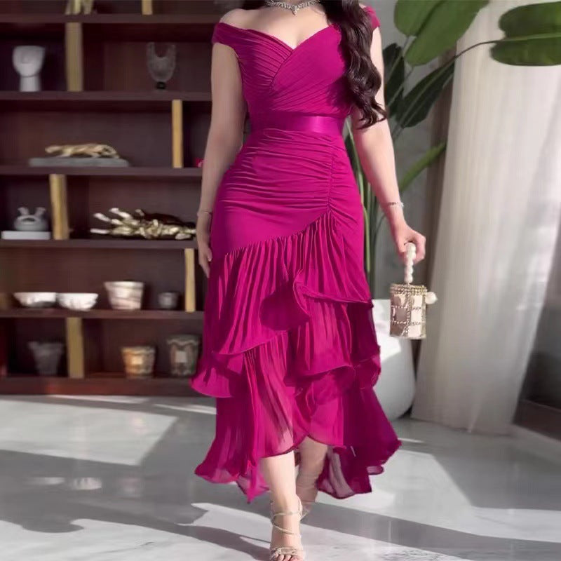 Women's Summer Sweet Style Solid Color Slim Dresses