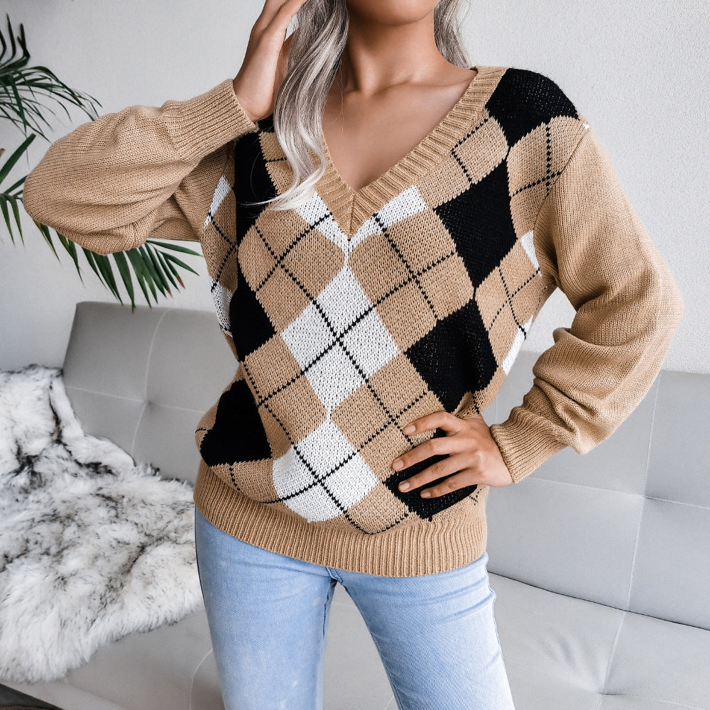 Women's Clearance College Style Rhombus Leisure Clothing