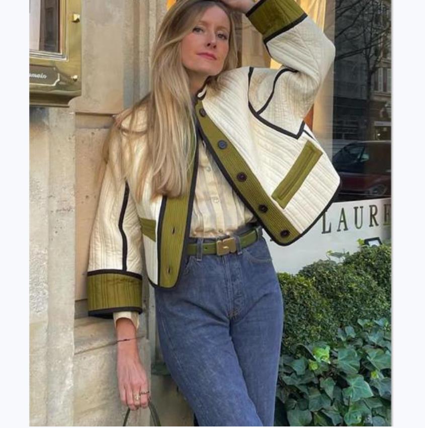 Women's Fashion Color Contrast Cotton Padded Coats