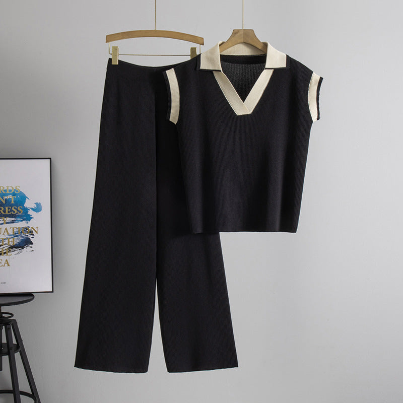 Women's Knitted Two-piece Summer Loose Slimming Fashion Suits