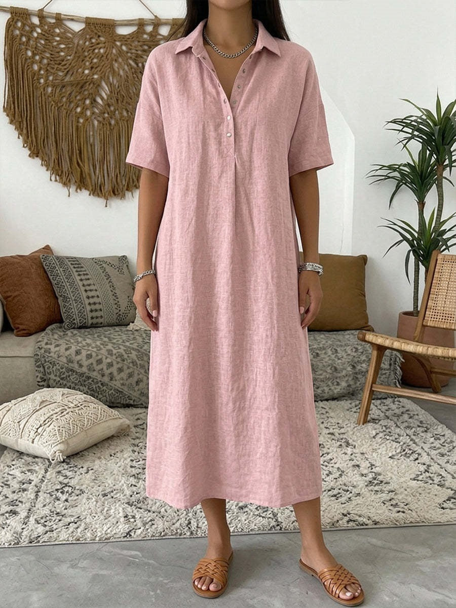 Women's Casual Comfortable Collar Linen Sleeve Shorts