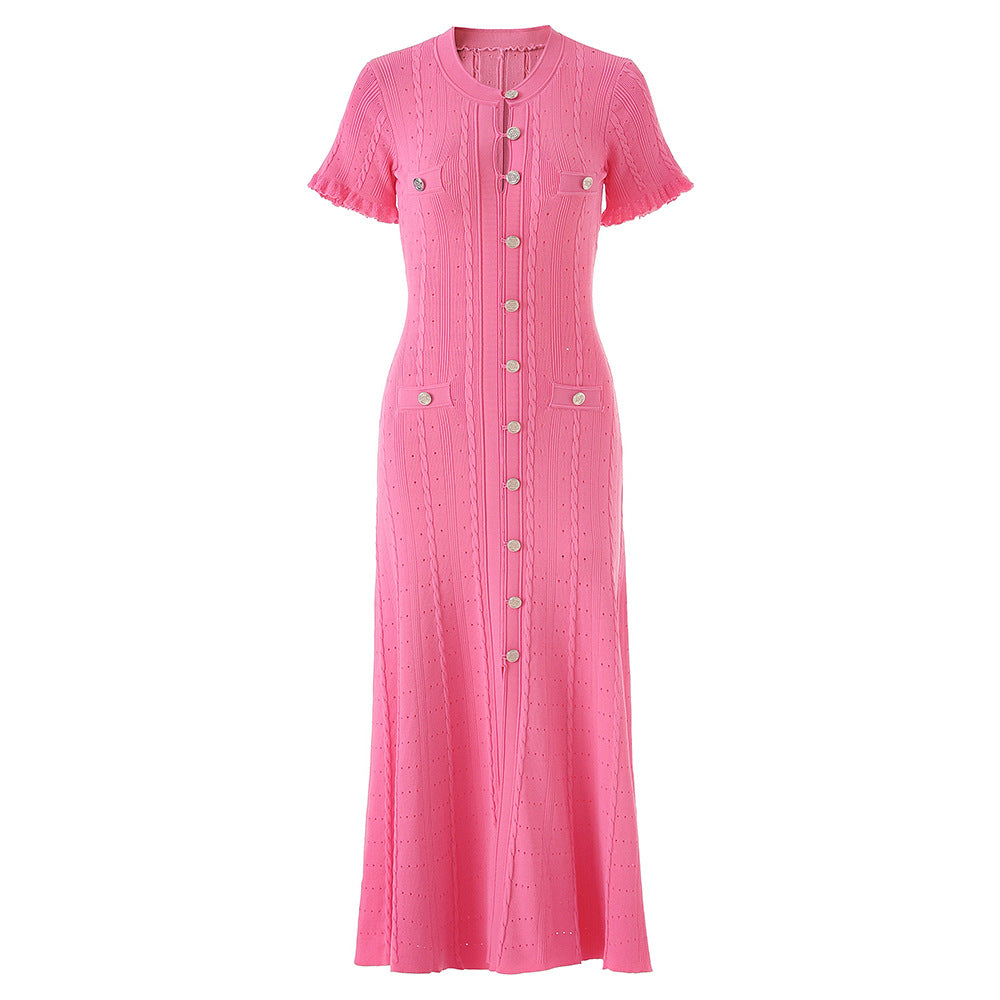 High Quality French Style Temperament Sleeve Hollow Thread Dresses