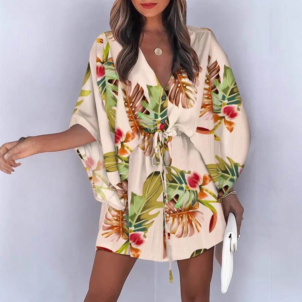 Summer Flying Flounced Sleeve A- Line Leisure Dress