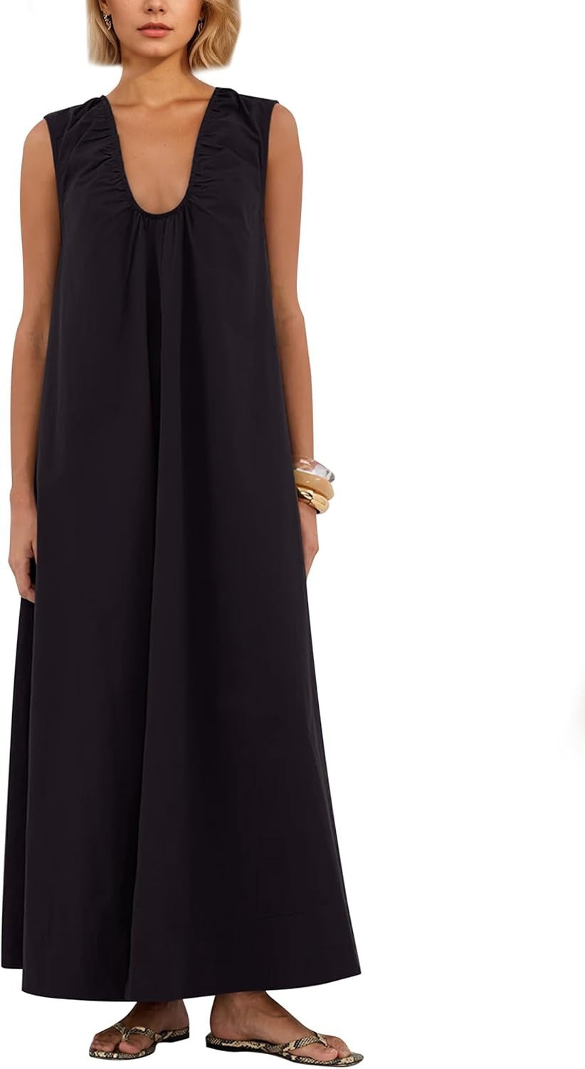 Fashionable Commuter Pleated Double A- Line Slimming Dress