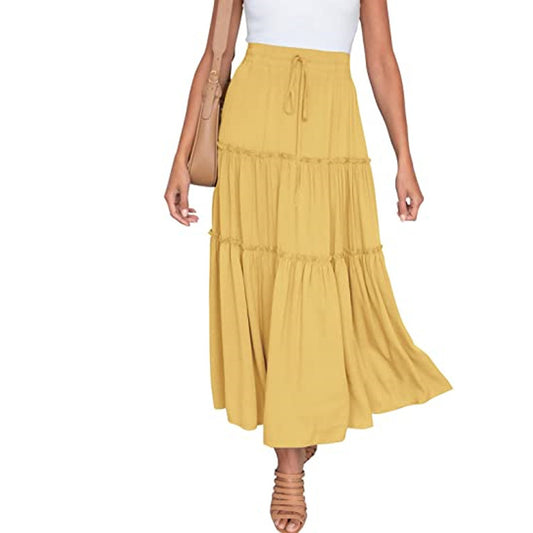 Women's High Waist Midi Bohemian Style Pleated Skirts