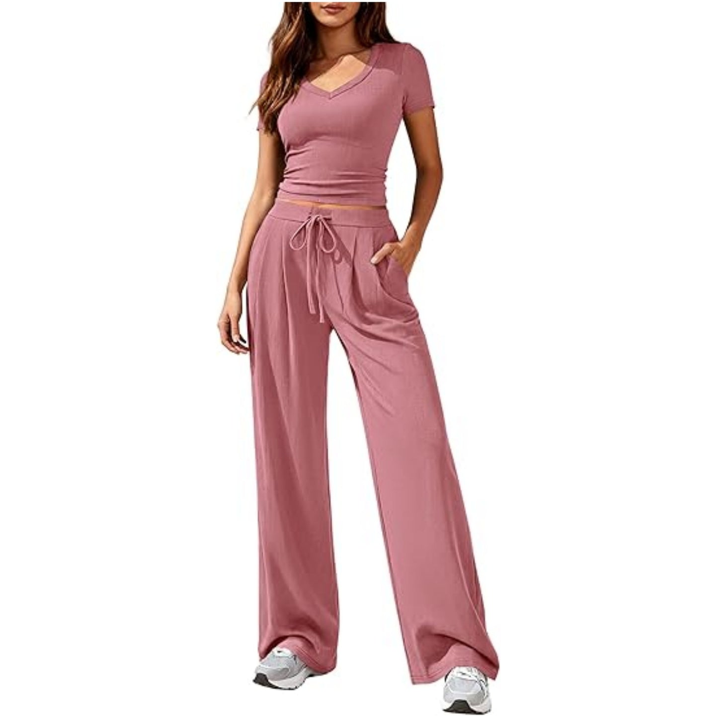 Women's Solid Color Wide Leg For Fashion Casual Suit