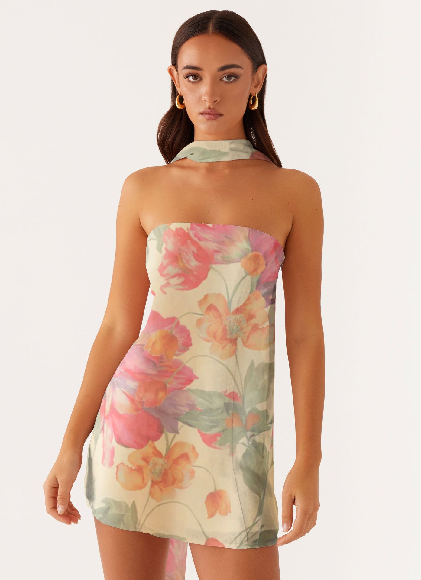 Women's Summer Halter Ribbon Printed Tube High Dress