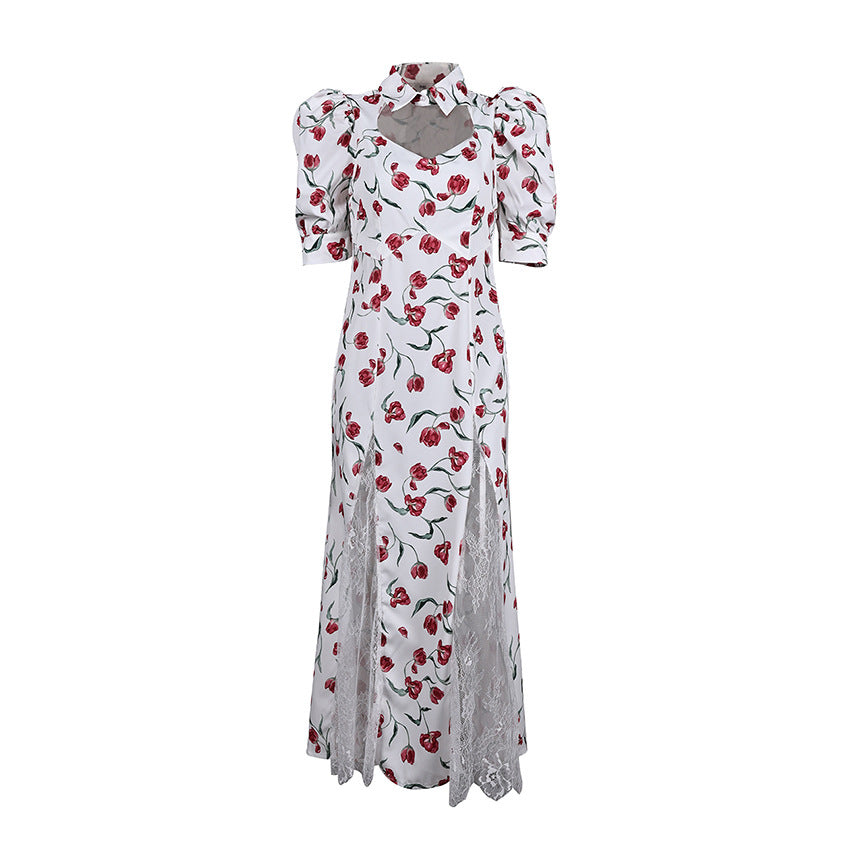 Women's Floral Dress Summer Design Lace Stitching Dresses
