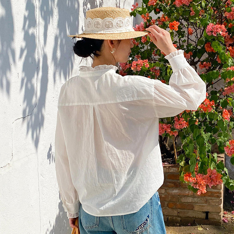 Women's White Shirt Cotton Linen South Loose Blouses