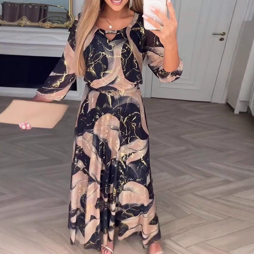 Women's Summer Temperament Elegant Cropped Sleeves Printed Clothing