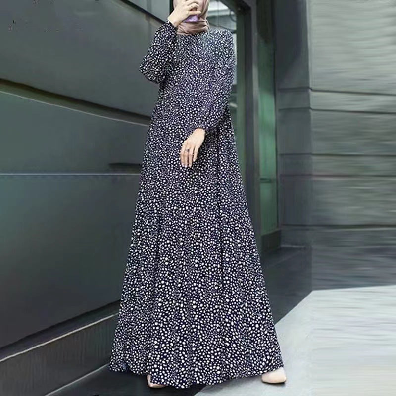 Comfort Casual Polka Dot Long Sleeve Pullover Loose Dress