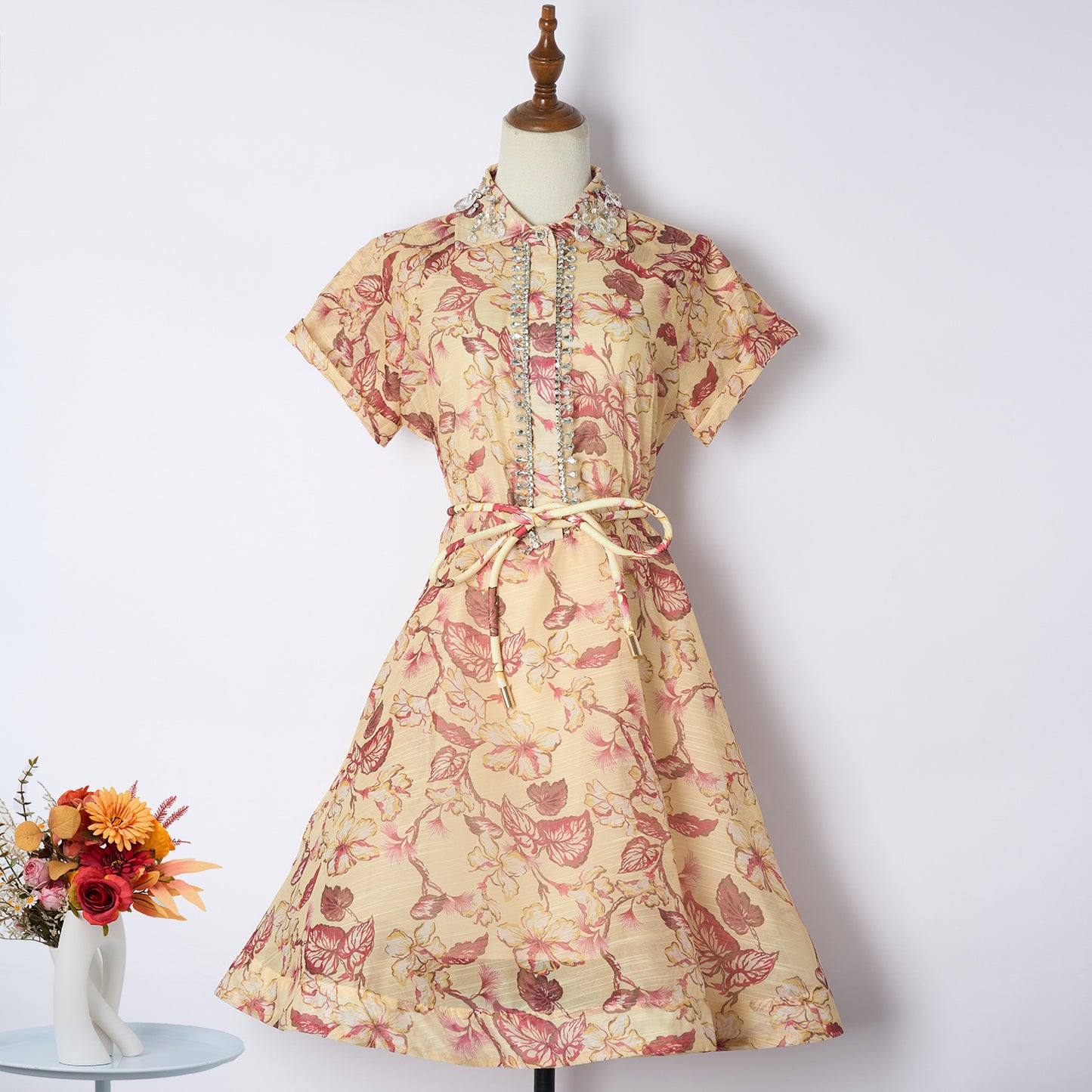 Australian Design Sense Niche Print Delicate Rhinestone Dresses