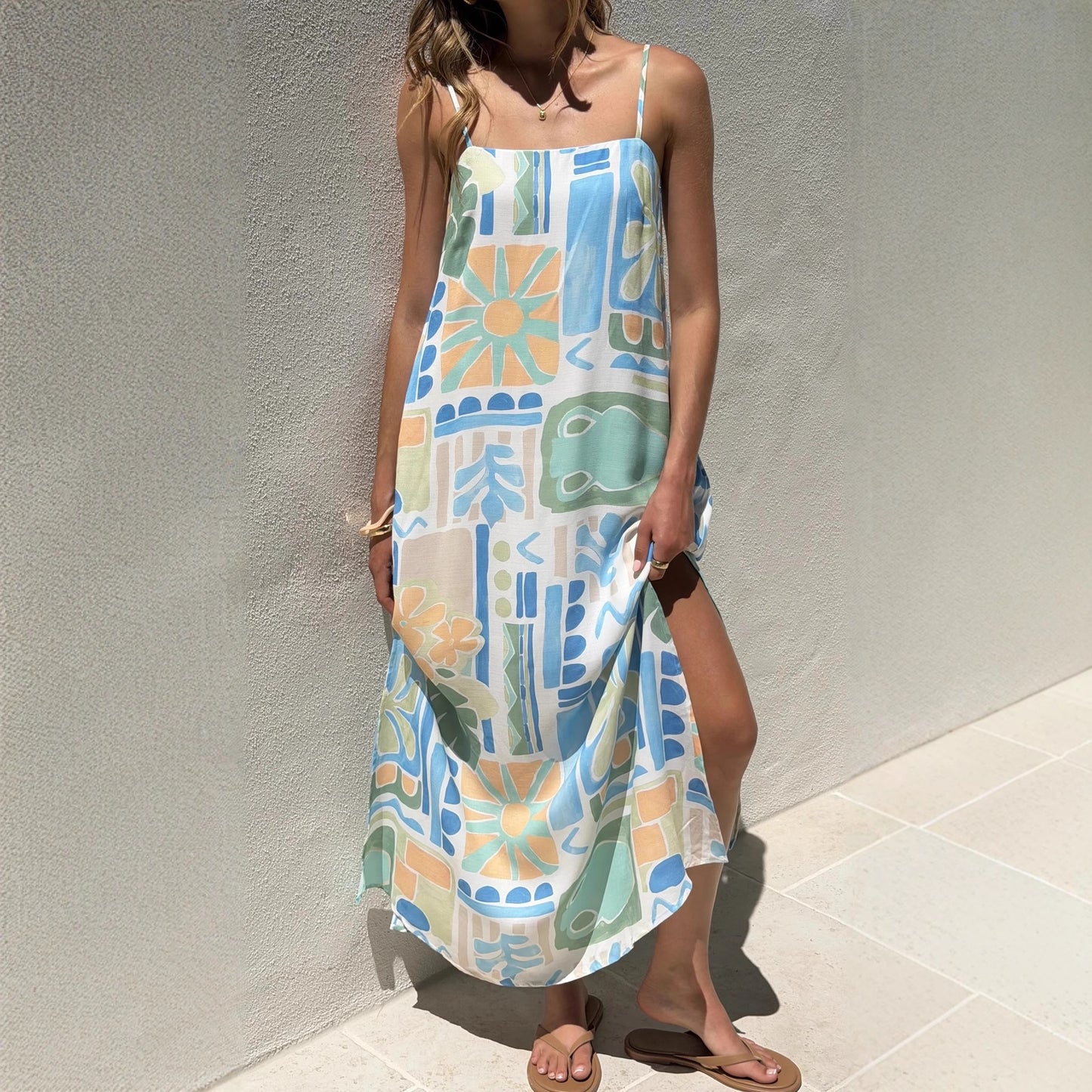 Temperament Casual Linen Vacation Style Slip Dress