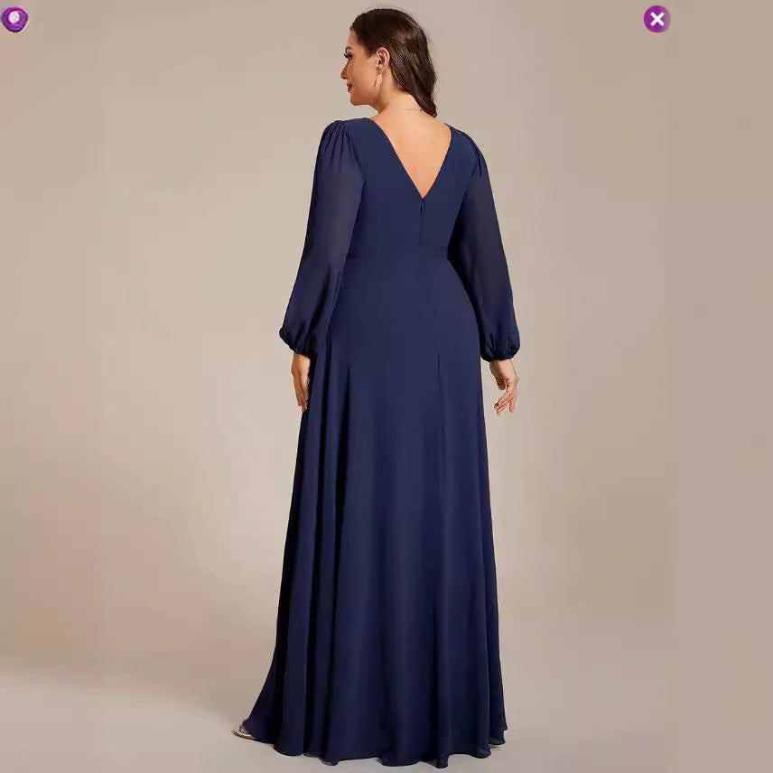 Women's Autumn Chiffon Large Long-sleeved Dress Dresses