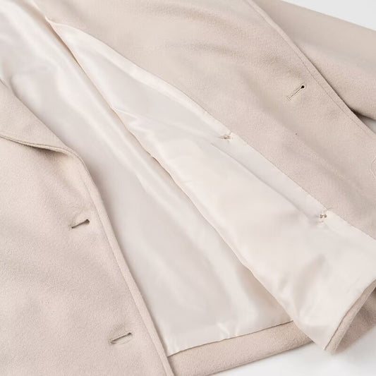 Autumn French Style Lapel Double Breasted Woolen Coats