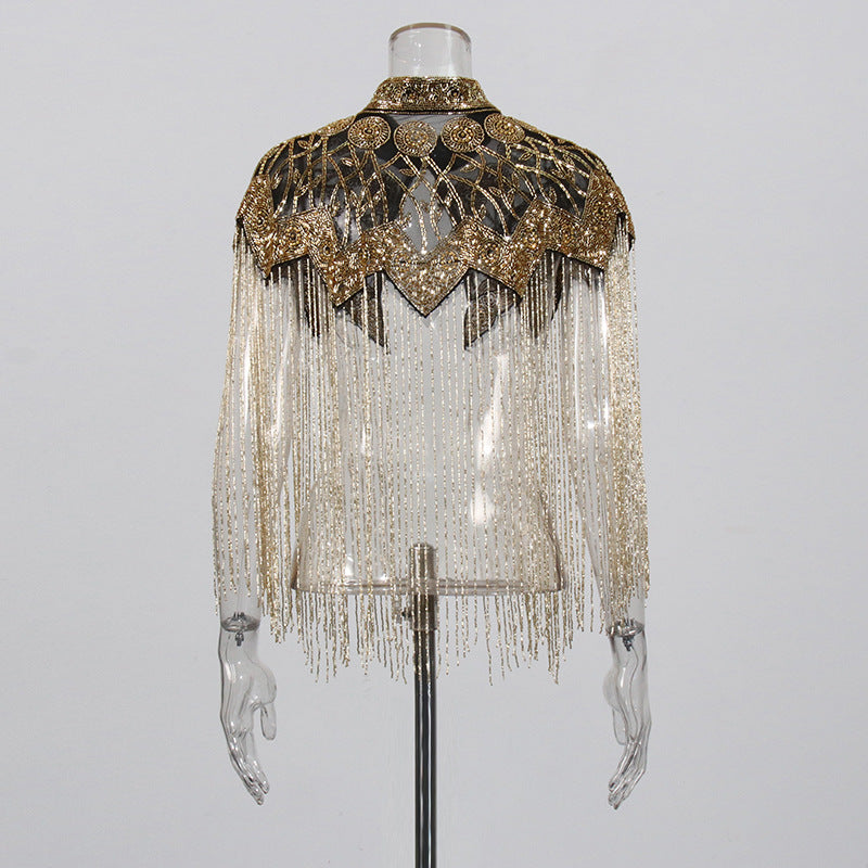 Women's Style High-grade Waistcoat Niche Beaded Tassel Coats