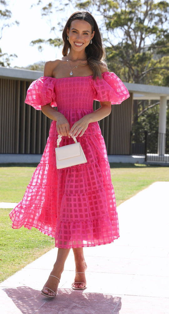 Attractive Beautiful Lantern Sleeve Stitching Dress Dresses