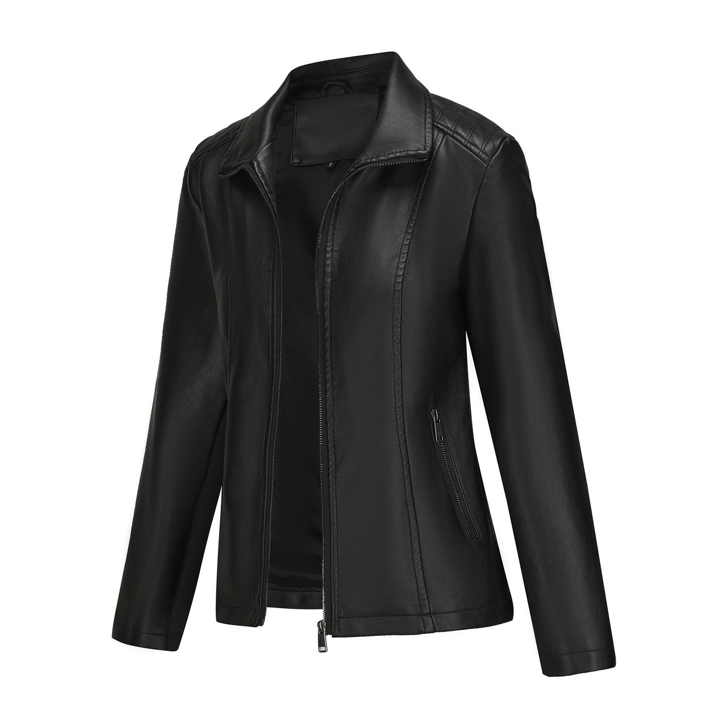 Women's Fashion Wear Leather Knitted Stitching Stretch Jackets