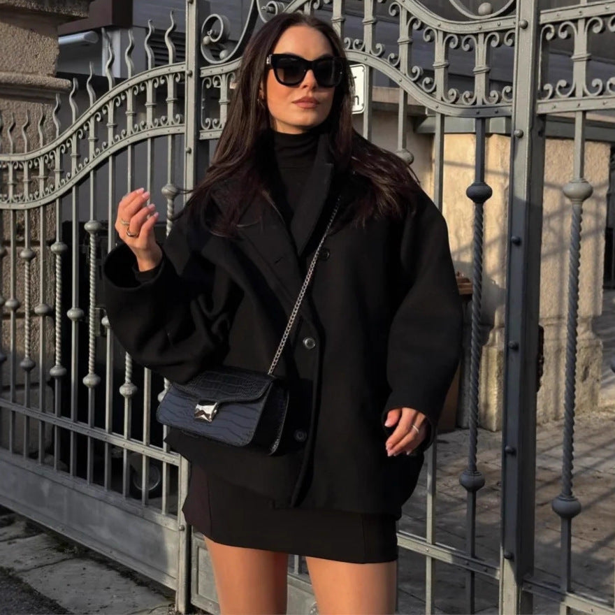Women's Creative Wool Blend Loose Overcoat Coats