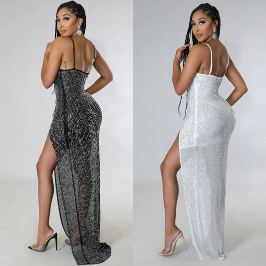 Women's Nightclub Party Sexy Strap Rhinestone Dress Dresses