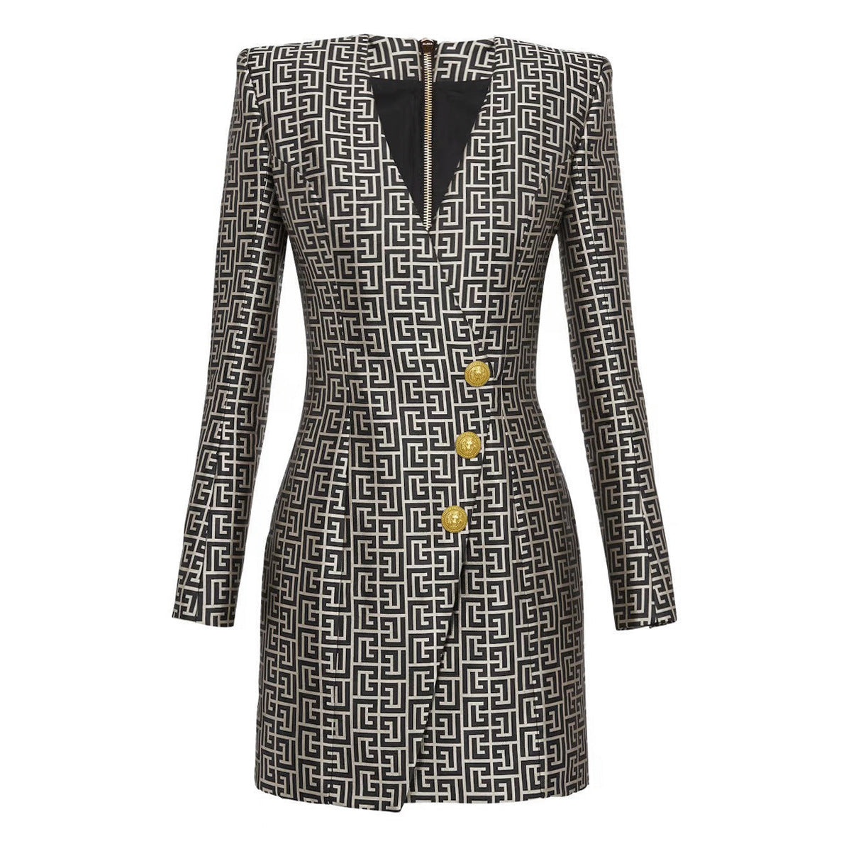 Fashion Jacquard Fabric Slimming Long Sleeve Dresses