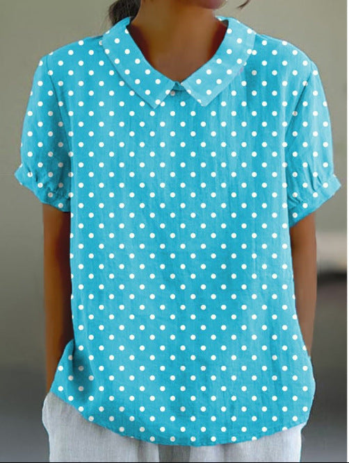 Women's Summer Loose Print Crew Neck Casual Blouses