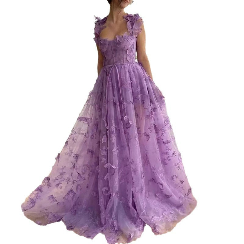 Women's Spaghetti Straps Sleeveless High Slit Bridal Wedding Dresses