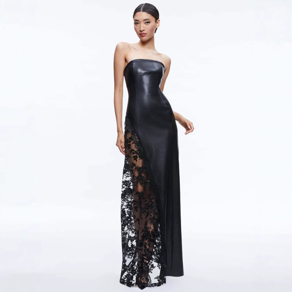 Leather Fashionable Elegant Tube Lace Sexy Dresses