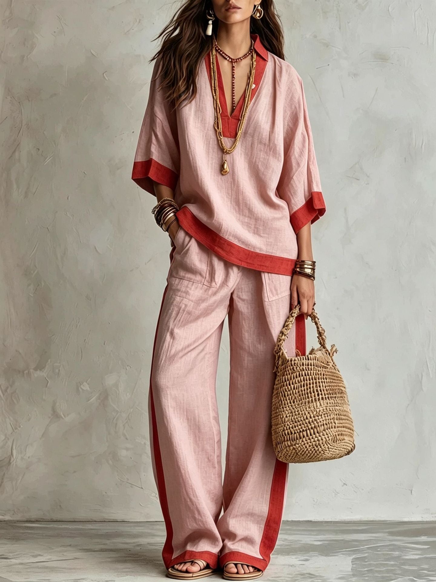 Women's Early Autumn Temperament Commute Contrast Color Fashion Casual Suit