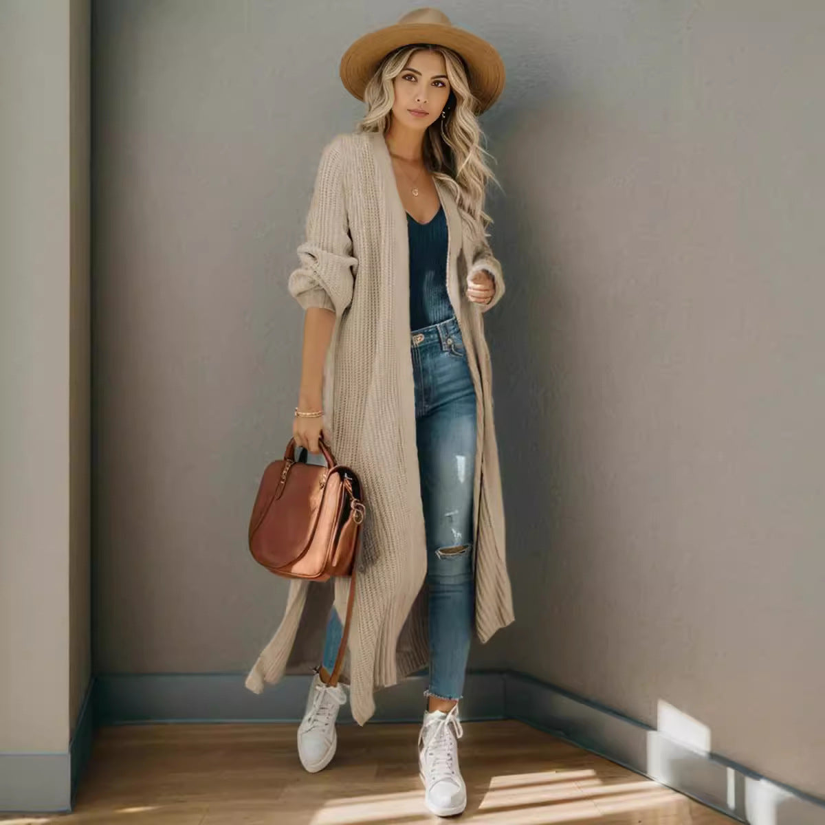 Cool Women's Knitted Long Slit Loose Women's Sweater