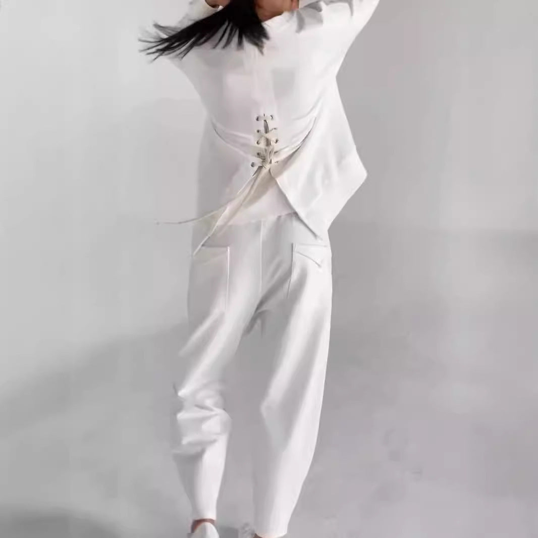 Beautiful Women's Irregular Design Long-sleeved Harem Fashion Casual Suit