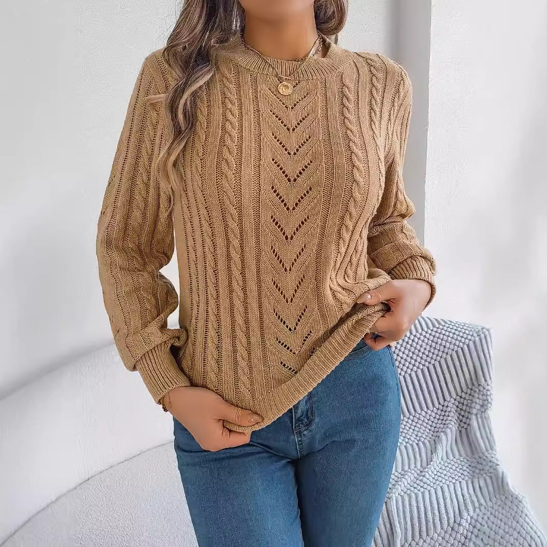Women's Casual Solid Color Lantern Sleeve Pullover Sweater