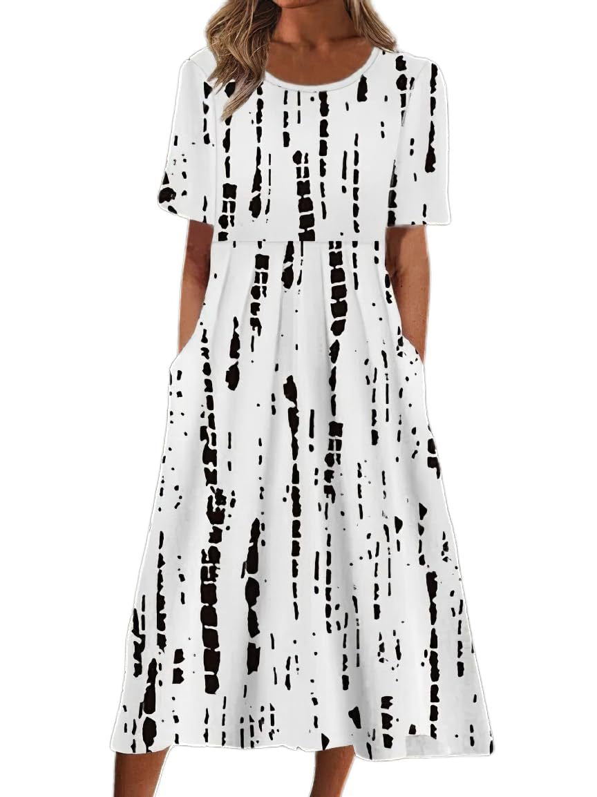 Women's Summer Round Neck Sleeve Bohemian Print Shorts