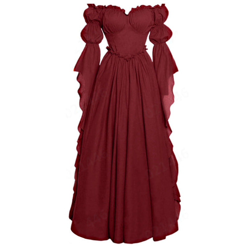 Women's Medieval Court Retro Stage Performance Long Dress