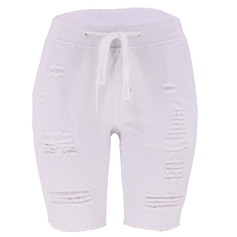 Spring Ripped Elastic Medium Water Blue Jeans