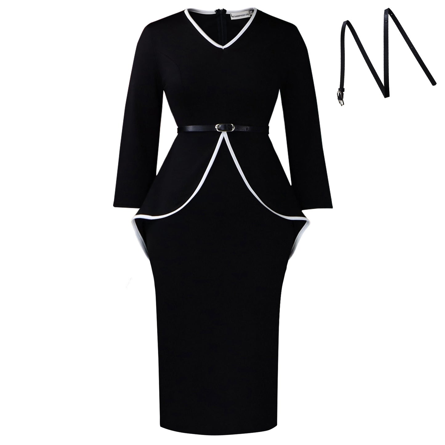 Women's Winter Professional Ruffled Long-sleeved Elegant Pencil Dress