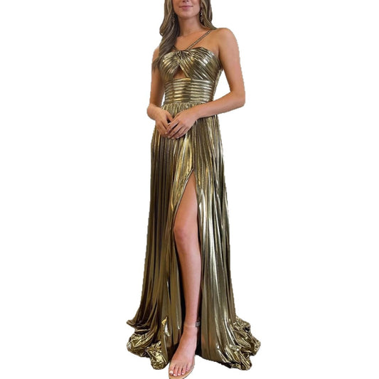Women's Dress Sexy Split Sleeveless Bronzing Backless Dresses