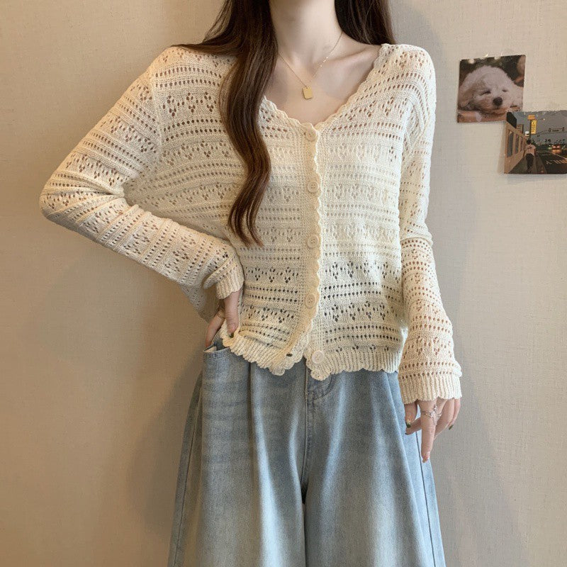 Women's Summer Solid Color Thin Hollow Shawl Women's Sweater
