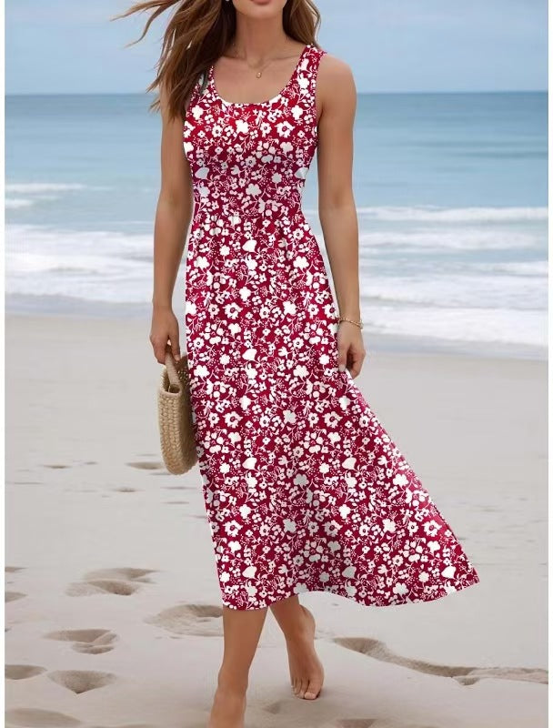 Women's Spaghetti Straps Sleeveless Comfortable Seaside Vacation Beach Dress