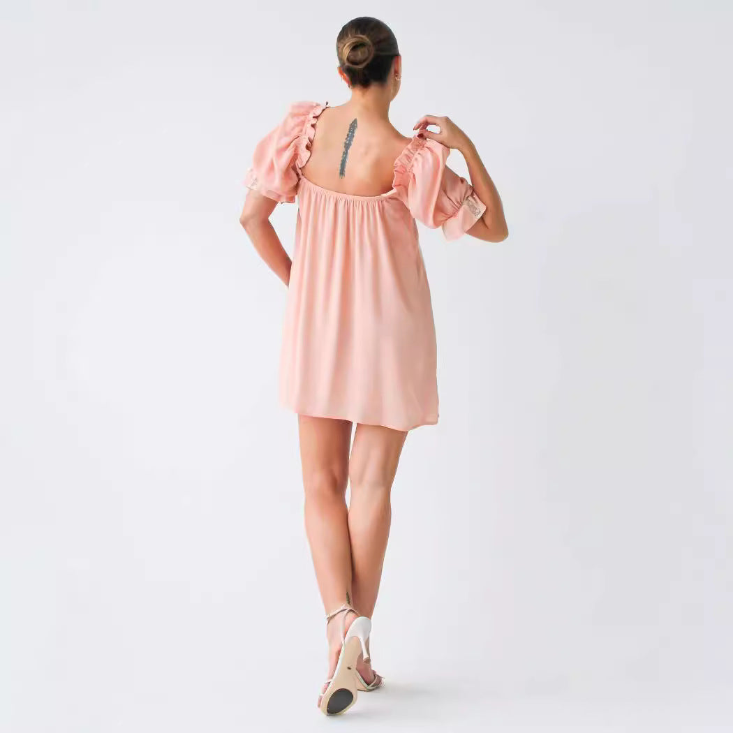 Women's Solid Color Sexy Sleeve Tube Lace Dresses