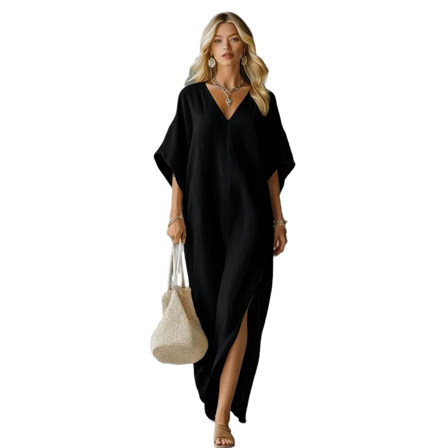 Bohemian Style Loose Batwing Sleeve Side Dress