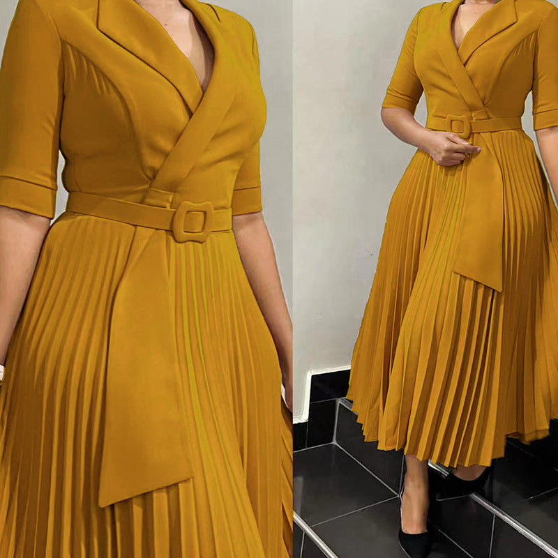Women's Fashion Tailored Collar Pleat Waisted Africa Clothing