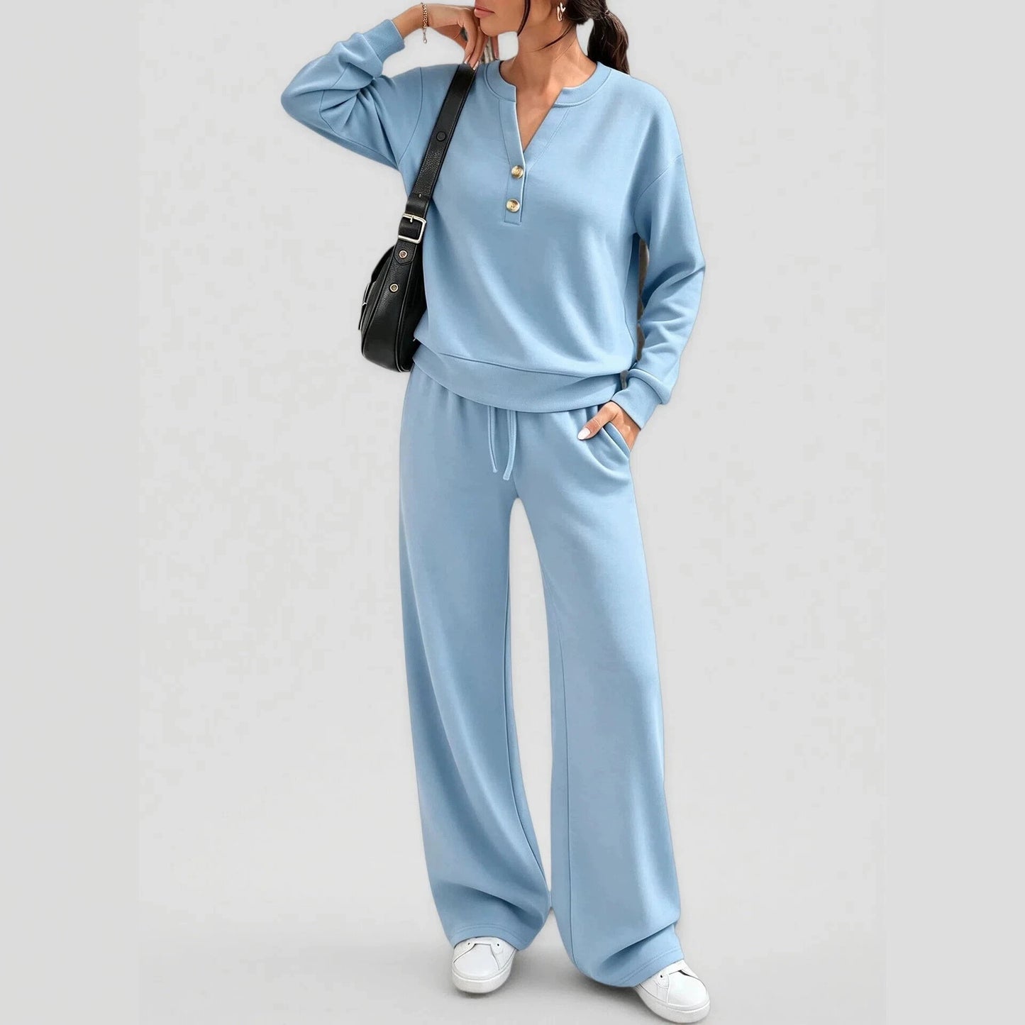 Women's Loose-fitting Long Sleeves Sports Two-piece Fashion Casual Suit