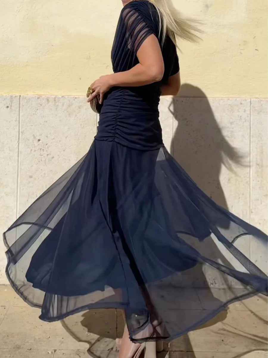 Women's Slouchy Chiffon Design Dress Lined Dresses