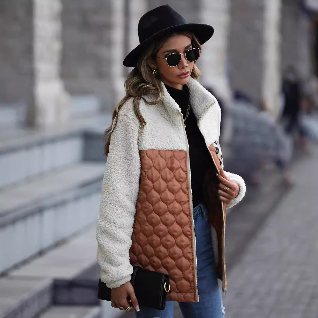 Women's Plush Long Sleeve Loose Round Neck Coats