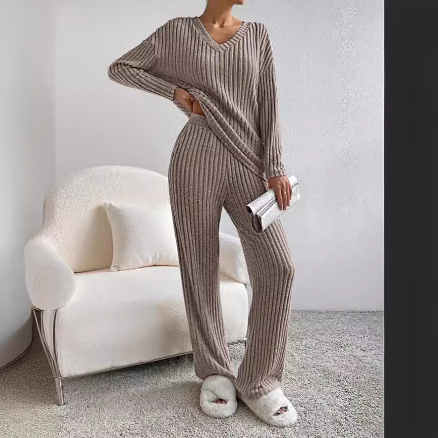 Women's Two-piece Autumn Straight Loose Temperament Sunken Stripe Pants