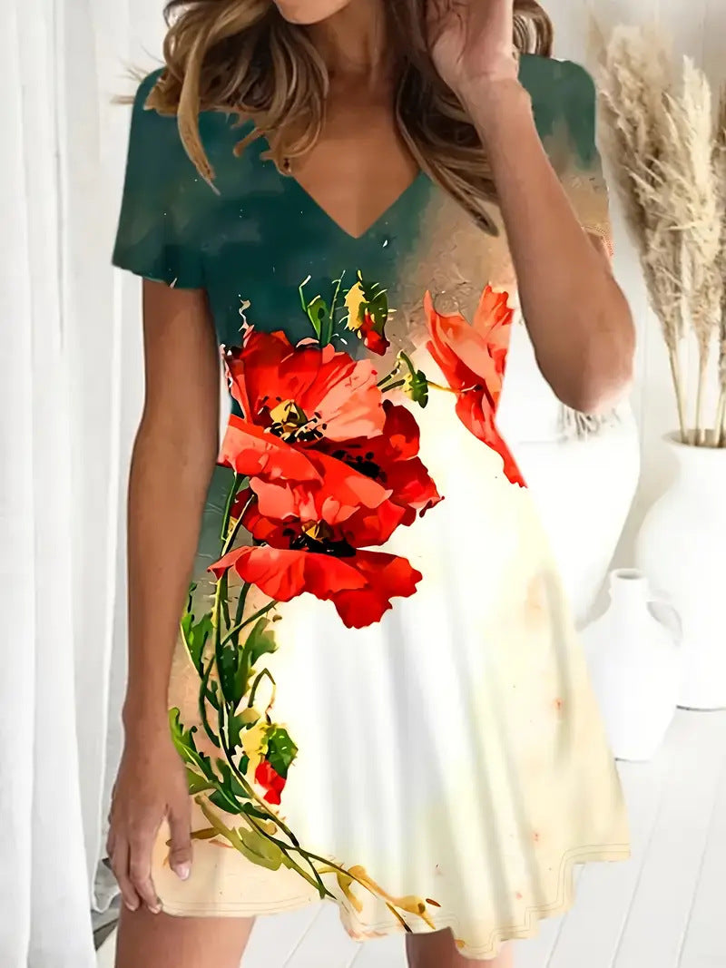Classy Fashion Summer Floral Print Sleeve Shorts