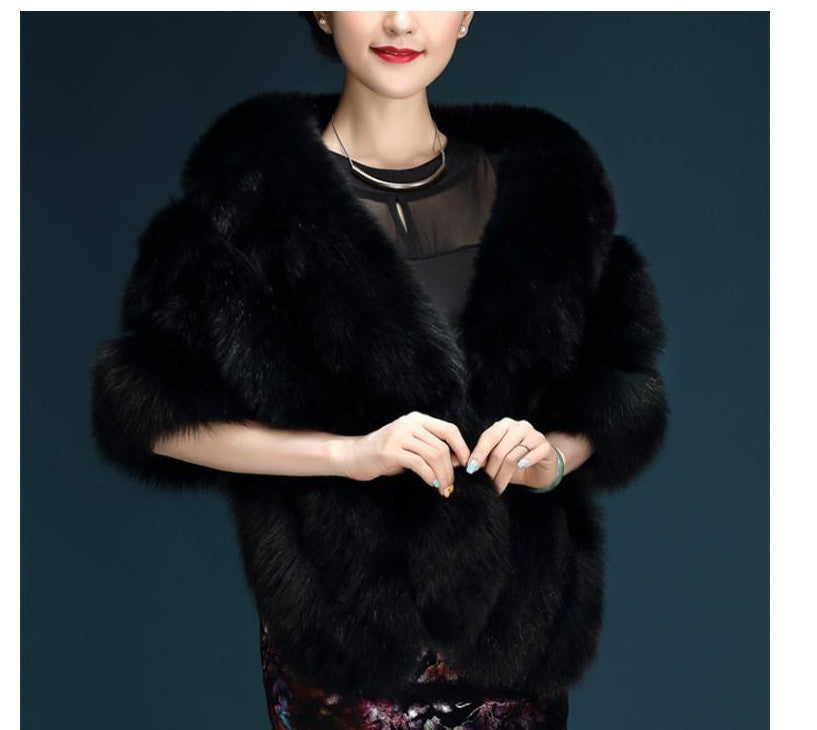 Women's Fur Shawl White Cloak Bridal Cape Coats